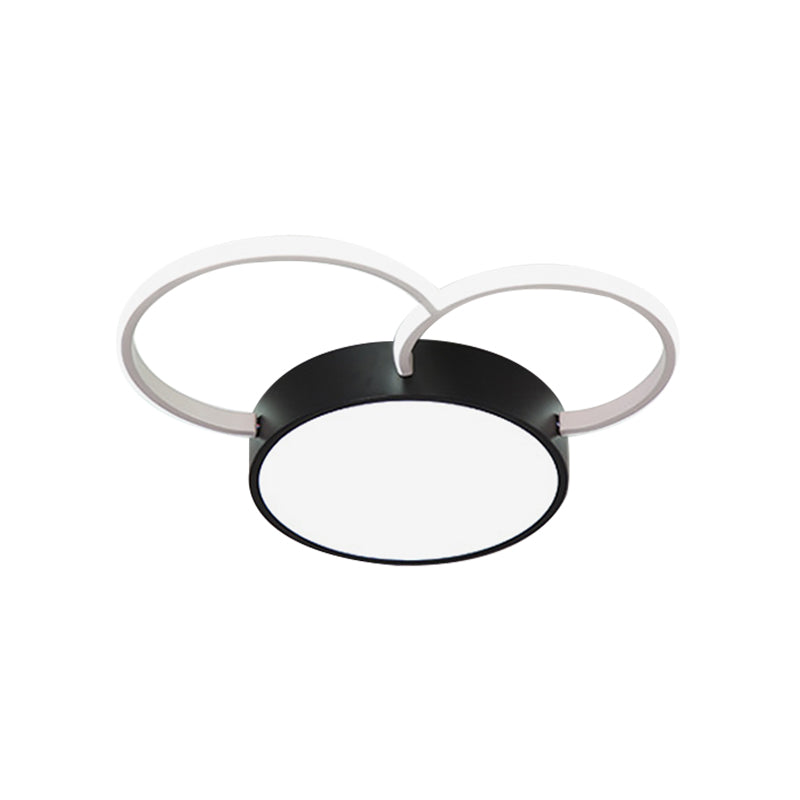 Round Close to Ceiling Lighting Modernism Metal LED Bedroom Flush Mount Lamp in Black-White, 16"/19.5"/23.5" Wide Clearhalo 'Ceiling Lights' 'Close To Ceiling Lights' 'Close to ceiling' 'Semi-flushmount' Lighting' 1710023