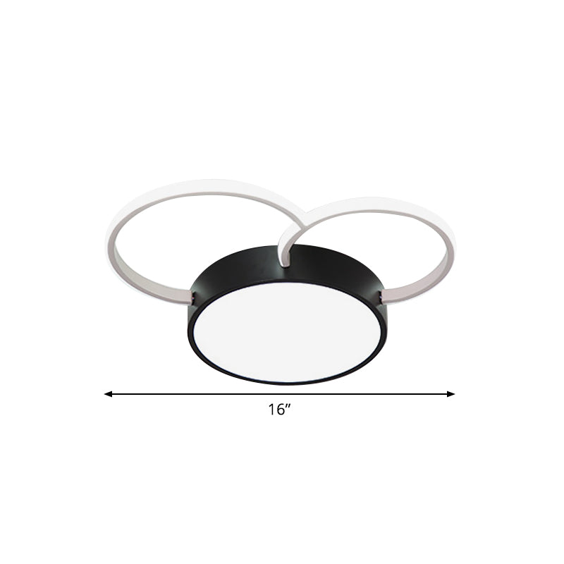 Round Close to Ceiling Lighting Modernism Metal LED Bedroom Flush Mount Lamp in Black-White, 16"/19.5"/23.5" Wide Clearhalo 'Ceiling Lights' 'Close To Ceiling Lights' 'Close to ceiling' 'Semi-flushmount' Lighting' 1710025