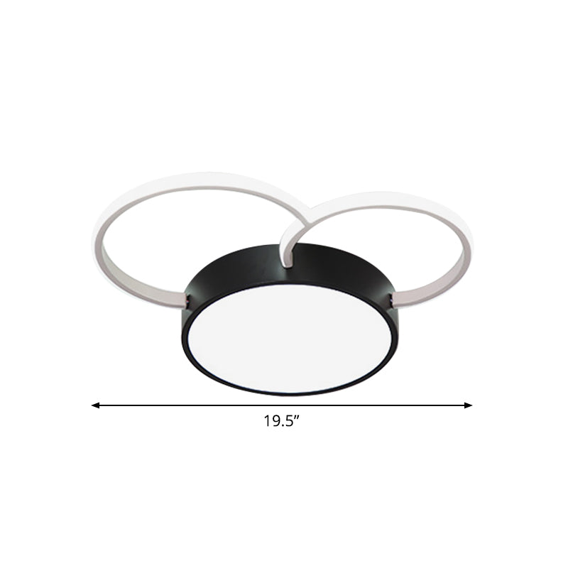 Round Close to Ceiling Lighting Modernism Metal LED Bedroom Flush Mount Lamp in Black-White, 16"/19.5"/23.5" Wide Clearhalo 'Ceiling Lights' 'Close To Ceiling Lights' 'Close to ceiling' 'Semi-flushmount' Lighting' 1710026