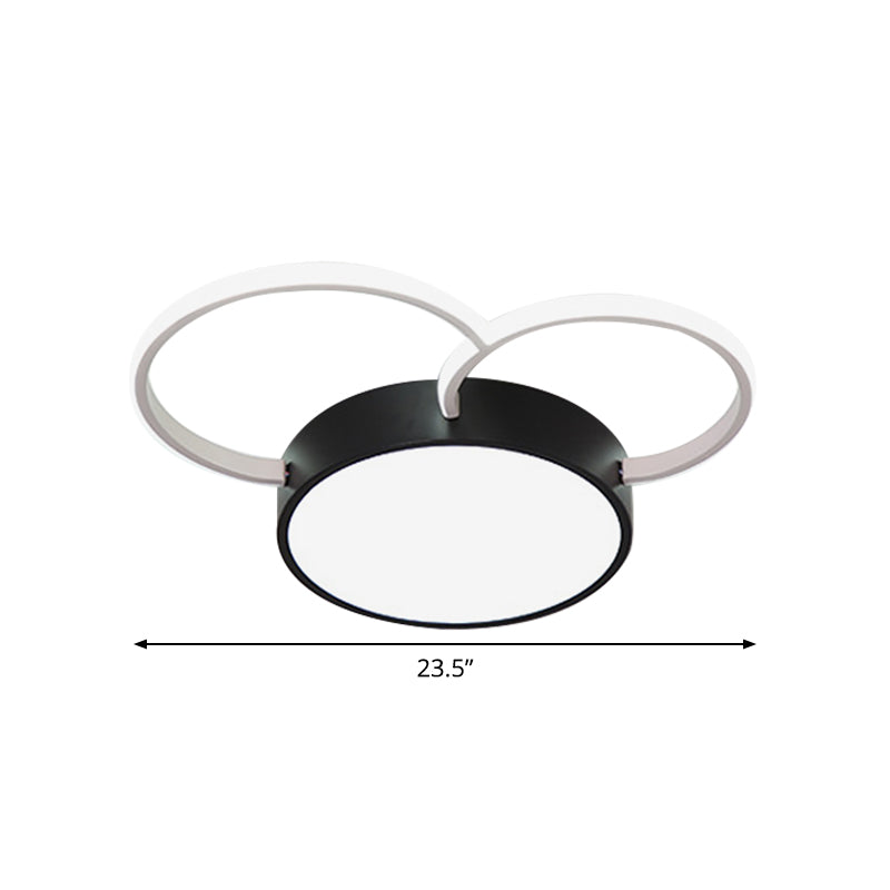 Round Close to Ceiling Lighting Modernism Metal LED Bedroom Flush Mount Lamp in Black-White, 16"/19.5"/23.5" Wide Clearhalo 'Ceiling Lights' 'Close To Ceiling Lights' 'Close to ceiling' 'Semi-flushmount' Lighting' 1710027