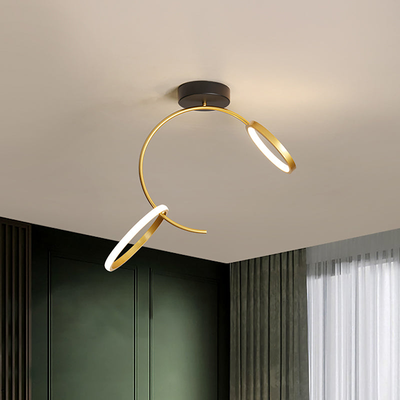 Metallic Hoop Semi Flush Lamp Simple 18"/21.5" Width LED Close to Ceiling Lighting in Gold, Warm/White Light Clearhalo 'Ceiling Lights' 'Close To Ceiling Lights' 'Close to ceiling' 'Semi-flushmount' Lighting' 1710029