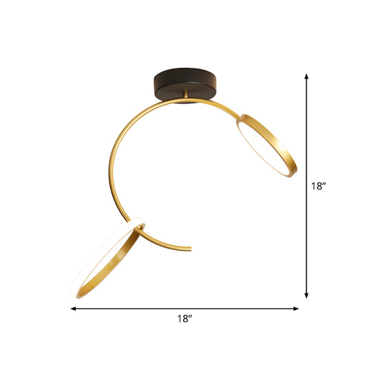 Metallic Hoop Semi Flush Lamp Simple 18"/21.5" Width LED Close to Ceiling Lighting in Gold, Warm/White Light Clearhalo 'Ceiling Lights' 'Close To Ceiling Lights' 'Close to ceiling' 'Semi-flushmount' Lighting' 1710031