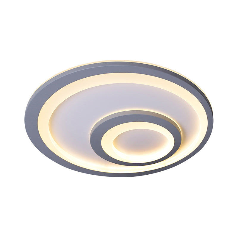 LED Bedroom Flush Mount Lamp Simplicity Grey Ceiling Flush with Round Metal Shade in Warm/White Light, 16"/19.5"/23.5" W Clearhalo 'Ceiling Lights' 'Close To Ceiling Lights' 'Close to ceiling' 'Flush mount' Lighting' 1710044