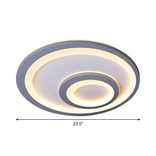 LED Bedroom Flush Mount Lamp Simplicity Grey Ceiling Flush with Round Metal Shade in Warm/White Light, 16"/19.5"/23.5" W Clearhalo 'Ceiling Lights' 'Close To Ceiling Lights' 'Close to ceiling' 'Flush mount' Lighting' 1710047