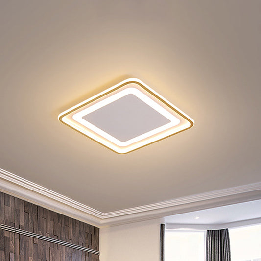 16.5"/20.5" W Modernity LED Flush Light Gold Squared Ceiling Lamp with Acrylic Shade in Warm/White Light for Bedroom Gold Clearhalo 'Ceiling Lights' 'Close To Ceiling Lights' 'Close to ceiling' 'Flush mount' Lighting' 1710048