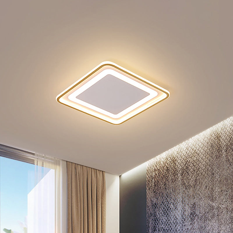 16.5"/20.5" W Modernity LED Flush Light Gold Squared Ceiling Lamp with Acrylic Shade in Warm/White Light for Bedroom Clearhalo 'Ceiling Lights' 'Close To Ceiling Lights' 'Close to ceiling' 'Flush mount' Lighting' 1710049