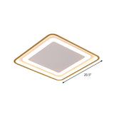 16.5"/20.5" W Modernity LED Flush Light Gold Squared Ceiling Lamp with Acrylic Shade in Warm/White Light for Bedroom Clearhalo 'Ceiling Lights' 'Close To Ceiling Lights' 'Close to ceiling' 'Flush mount' Lighting' 1710052