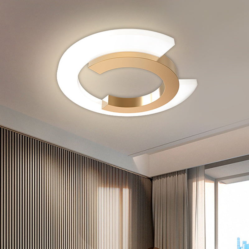 LED Bedroom Flush Mount Ceiling Light Modern Gold Lighting Fixture with C-Shaped Acrylic Shade Gold Clearhalo 'Ceiling Lights' 'Close To Ceiling Lights' 'Close to ceiling' 'Flush mount' Lighting' 1710057