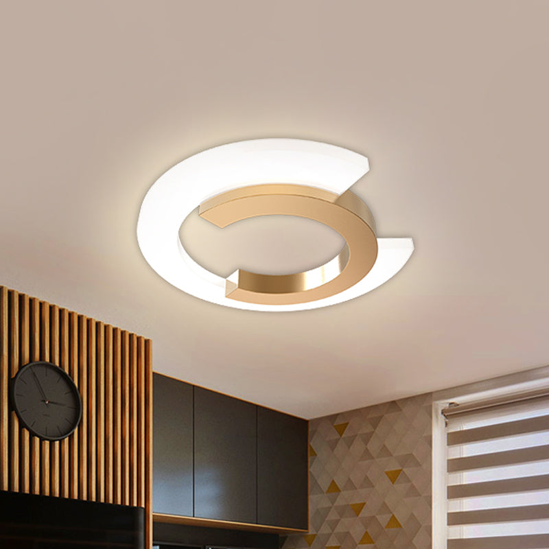 LED Bedroom Flush Mount Ceiling Light Modern Gold Lighting Fixture with C-Shaped Acrylic Shade Clearhalo 'Ceiling Lights' 'Close To Ceiling Lights' 'Close to ceiling' 'Flush mount' Lighting' 1710058