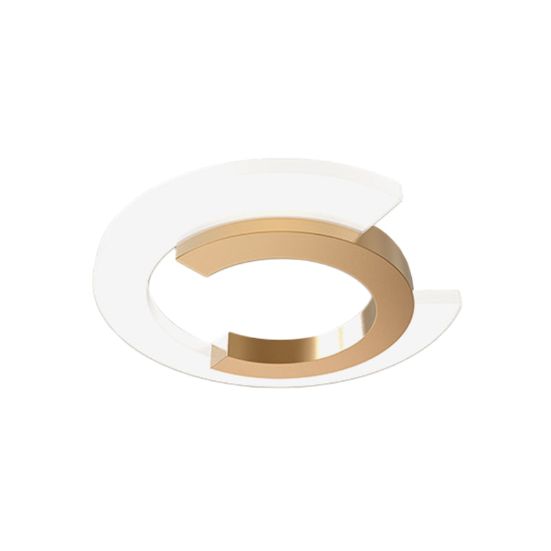 LED Bedroom Flush Mount Ceiling Light Modern Gold Lighting Fixture with C-Shaped Acrylic Shade Clearhalo 'Ceiling Lights' 'Close To Ceiling Lights' 'Close to ceiling' 'Flush mount' Lighting' 1710059