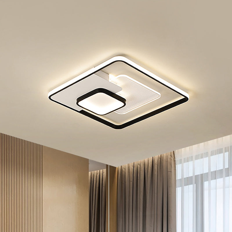 Squared Flush Mount Lighting Modernist Acrylic LED Bedroom Ceiling Flush in Black, 16.5"/20.5" Width Black Clearhalo 'Ceiling Lights' 'Close To Ceiling Lights' 'Close to ceiling' 'Flush mount' Lighting' 1710069