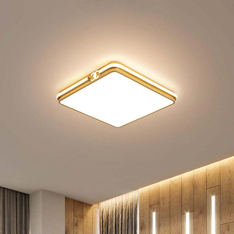 16.5"/20.5" W LED Bedroom Ceiling Light Fixture Simple Black/Gold Flush Mount Lighting with Square Acrylic Shade in Warm/White Light Clearhalo 'Ceiling Lights' 'Close To Ceiling Lights' 'Close to ceiling' 'Flush mount' Lighting' 1710097