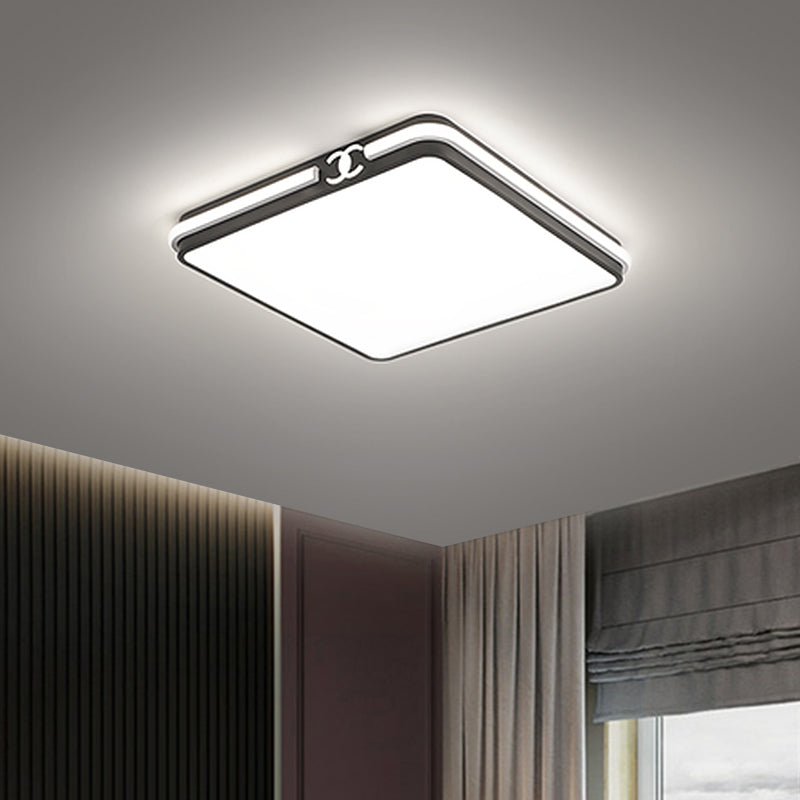 16.5"/20.5" W LED Bedroom Ceiling Light Fixture Simple Black/Gold Flush Mount Lighting with Square Acrylic Shade in Warm/White Light Clearhalo 'Ceiling Lights' 'Close To Ceiling Lights' 'Close to ceiling' 'Flush mount' Lighting' 1710102