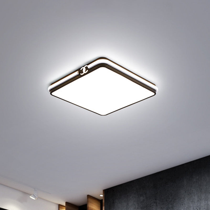 16.5"/20.5" W LED Bedroom Ceiling Light Fixture Simple Black/Gold Flush Mount Lighting with Square Acrylic Shade in Warm/White Light Clearhalo 'Ceiling Lights' 'Close To Ceiling Lights' 'Close to ceiling' 'Flush mount' Lighting' 1710103