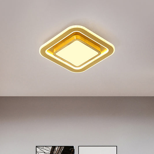 Squared Acrylic Ceiling Mounted Light Simplicity LED Gold Flush Mount Lamp for Hallway Gold Clearhalo 'Ceiling Lights' 'Close To Ceiling Lights' 'Close to ceiling' 'Flush mount' Lighting' 1710105