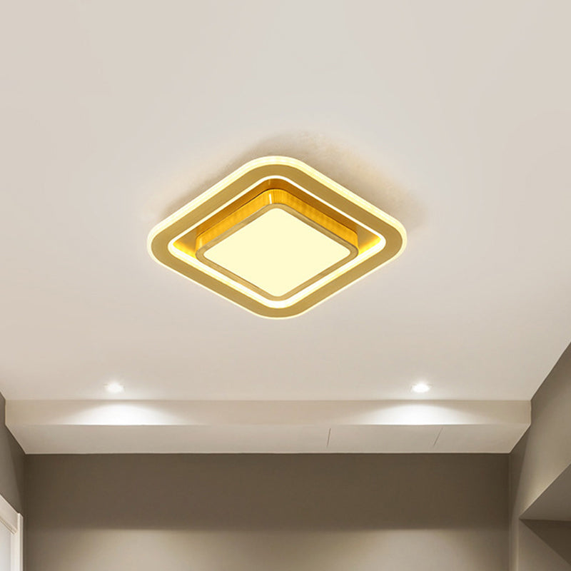 Squared Acrylic Ceiling Mounted Light Simplicity LED Gold Flush Mount Lamp for Hallway Clearhalo 'Ceiling Lights' 'Close To Ceiling Lights' 'Close to ceiling' 'Flush mount' Lighting' 1710106