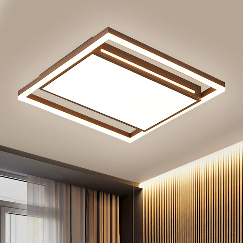 Contemporary LED Flush Mount with Acrylic Shade Brown Square Flush Light Fixture in Warm/White Light Brown Clearhalo 'Ceiling Lights' 'Close To Ceiling Lights' 'Close to ceiling' 'Flush mount' Lighting' 1710119