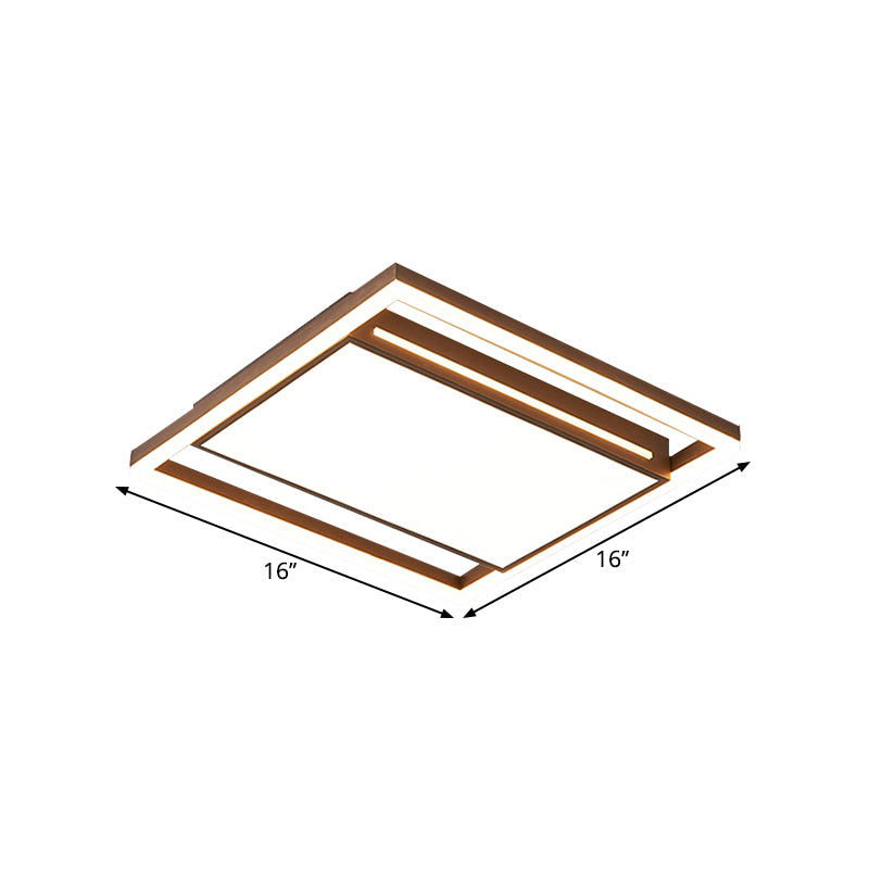 Contemporary LED Flush Mount with Acrylic Shade Brown Square Flush Light Fixture in Warm/White Light Clearhalo 'Ceiling Lights' 'Close To Ceiling Lights' 'Close to ceiling' 'Flush mount' Lighting' 1710122