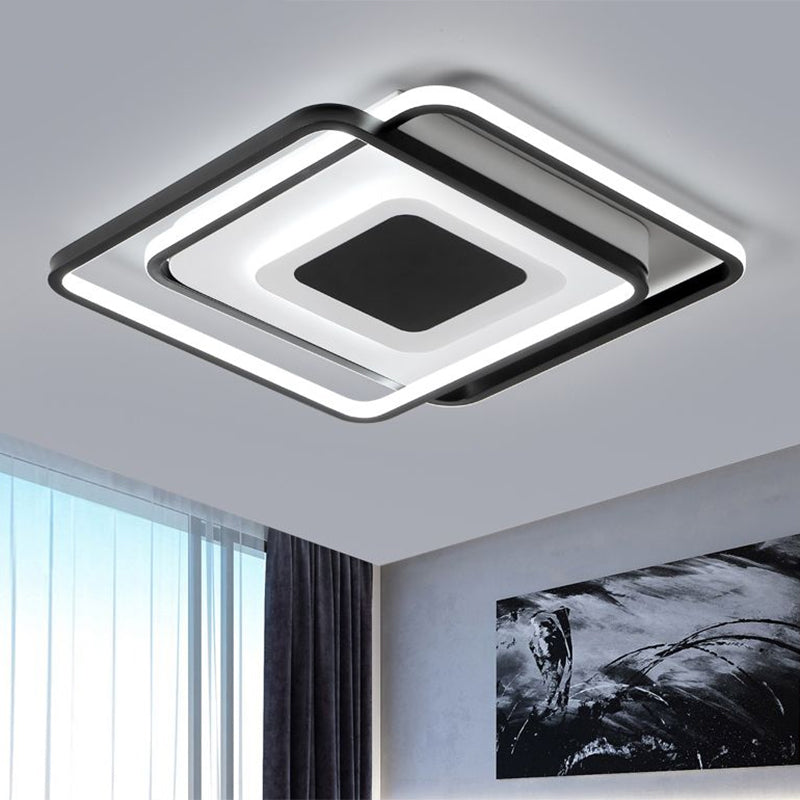 Black Overlapping Flush Light Minimalism LED Metallic Flush Mount Fixture, 18"/21.5" Width Black Clearhalo 'Ceiling Lights' 'Close To Ceiling Lights' 'Close to ceiling' 'Flush mount' Lighting' 1710123