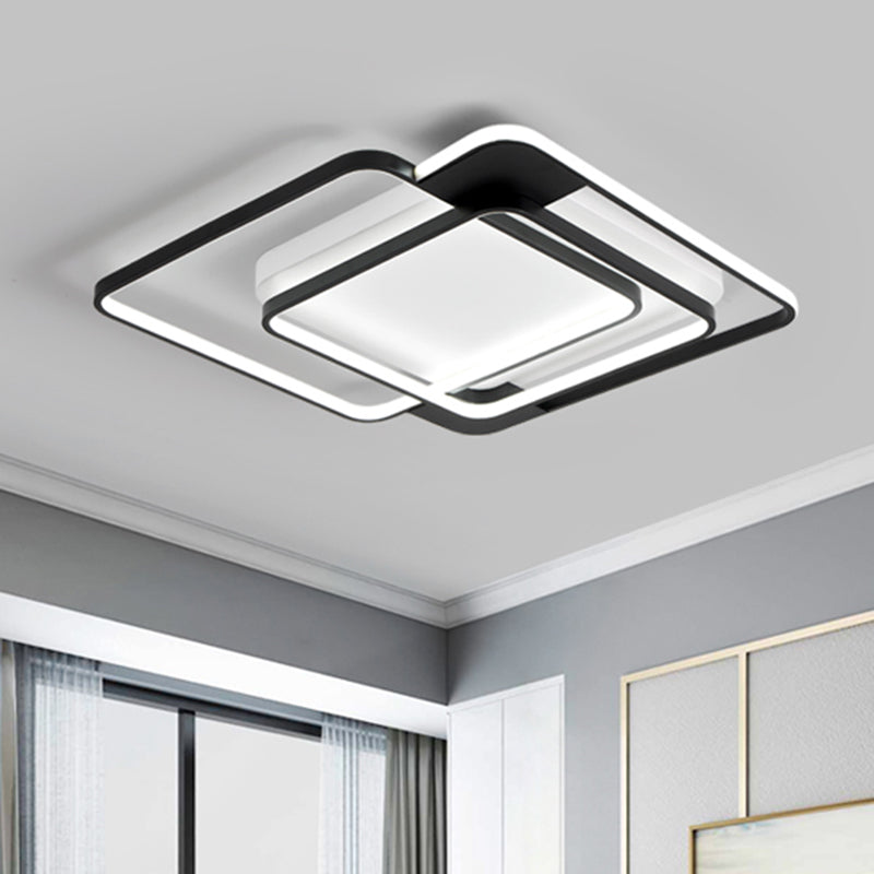 Acrylic Overlapping Flush Light Modern 16.5"/20.5" Wide LED Flush Mount Lighting in Black for Bedroom Black Clearhalo 'Ceiling Lights' 'Close To Ceiling Lights' 'Close to ceiling' 'Flush mount' Lighting' 1710138