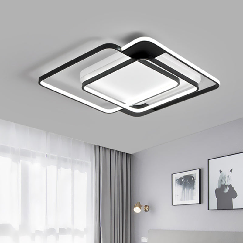 Acrylic Overlapping Flush Light Modern 16.5"/20.5" Wide LED Flush Mount Lighting in Black for Bedroom Clearhalo 'Ceiling Lights' 'Close To Ceiling Lights' 'Close to ceiling' 'Flush mount' Lighting' 1710139