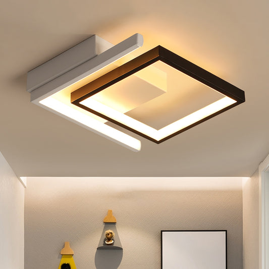 Metallic Geometric Flush Mount Lamp Contemporary LED Black Ceiling Mounted Fixture Black Clearhalo 'Ceiling Lights' 'Close To Ceiling Lights' 'Close to ceiling' 'Flush mount' Lighting' 1710143