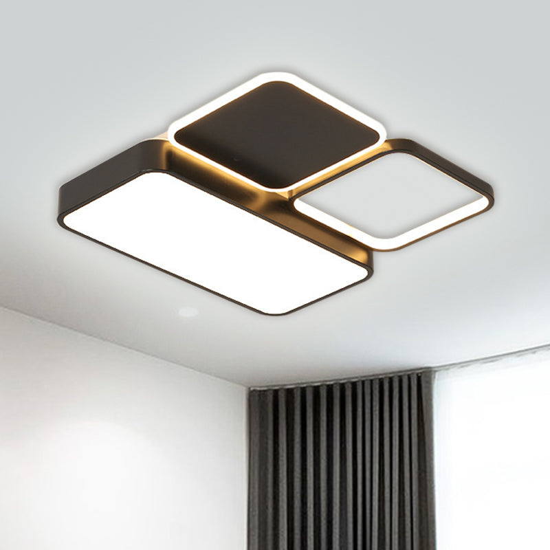 Splicing Bedroom Flush Mount Acrylic LED Modernist Ceiling Mounted Fixture in Black, Warm/White Light Black Clearhalo 'Ceiling Lights' 'Close To Ceiling Lights' 'Close to ceiling' 'Flush mount' Lighting' 1710158