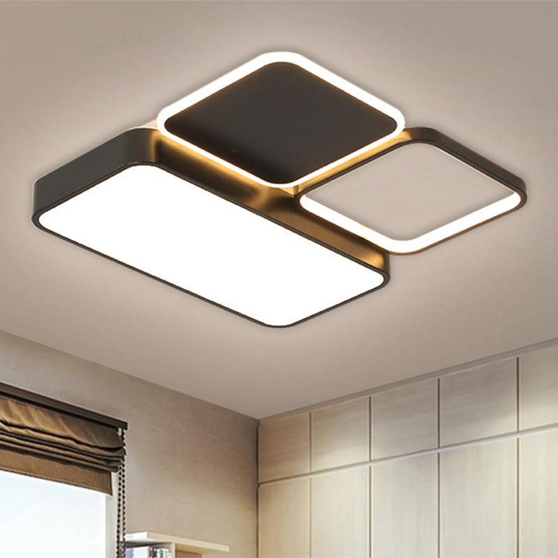 Splicing Bedroom Flush Mount Acrylic LED Modernist Ceiling Mounted Fixture in Black, Warm/White Light Clearhalo 'Ceiling Lights' 'Close To Ceiling Lights' 'Close to ceiling' 'Flush mount' Lighting' 1710159