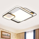 Contemporary Square Flush Light Fixture Metallic LED Bedroom Flush Mount Lamp in Black Black Clearhalo 'Ceiling Lights' 'Close To Ceiling Lights' 'Close to ceiling' 'Flush mount' Lighting' 1710162