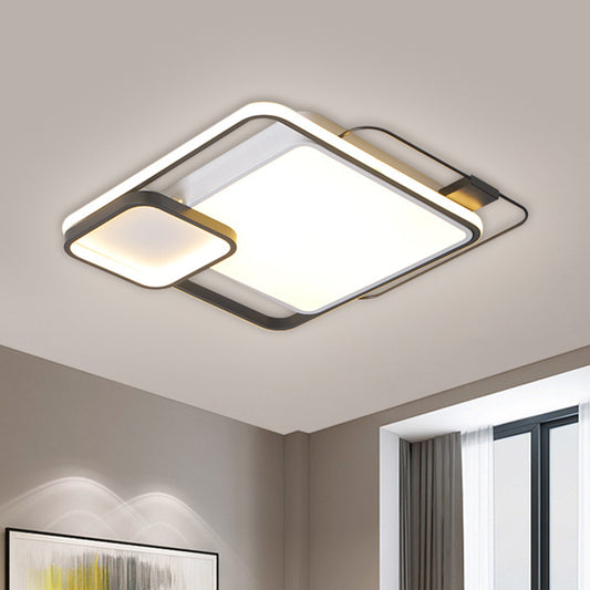 Contemporary Square Flush Light Fixture Metallic LED Bedroom Flush Mount Lamp in Black Clearhalo 'Ceiling Lights' 'Close To Ceiling Lights' 'Close to ceiling' 'Flush mount' Lighting' 1710163