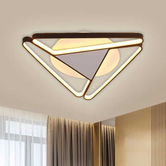 Nordic LED Flush Ceiling Light with Acrylic Shade Black/White c Triangle Flush Mount in Warm/White Light, 19.5"/29" W Black Clearhalo 'Ceiling Lights' 'Close To Ceiling Lights' 'Close to ceiling' 'Flush mount' Lighting' 1710166