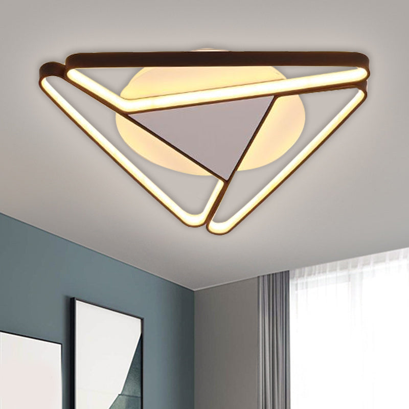 Nordic LED Flush Ceiling Light with Acrylic Shade Black/White c Triangle Flush Mount in Warm/White Light, 19.5"/29" W Clearhalo 'Ceiling Lights' 'Close To Ceiling Lights' 'Close to ceiling' 'Flush mount' Lighting' 1710167