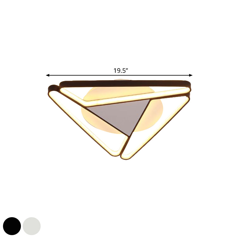 Nordic LED Flush Ceiling Light with Acrylic Shade Black/White c Triangle Flush Mount in Warm/White Light, 19.5"/29" W Clearhalo 'Ceiling Lights' 'Close To Ceiling Lights' 'Close to ceiling' 'Flush mount' Lighting' 1710169