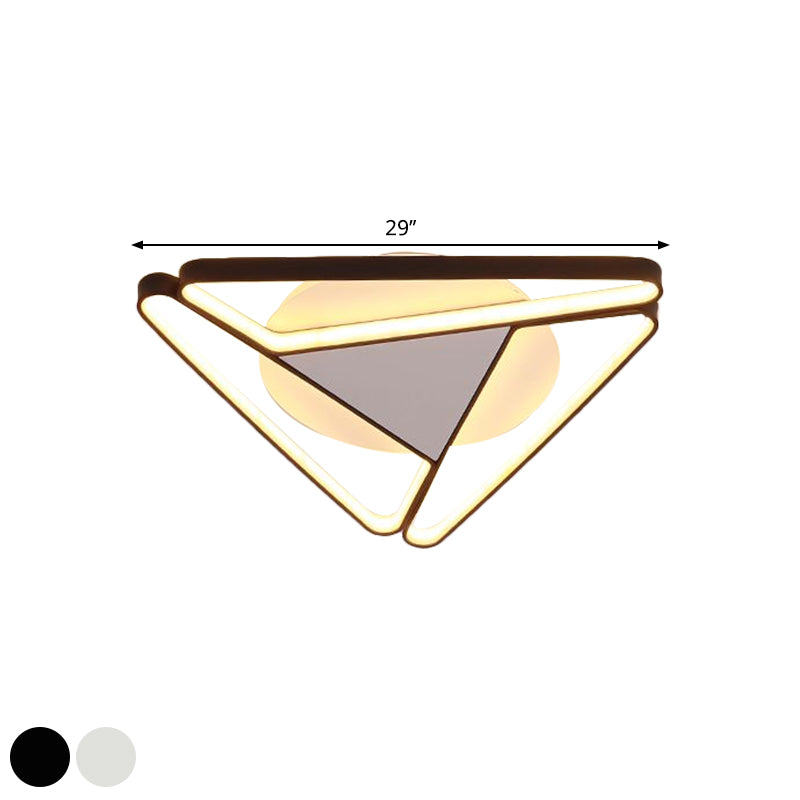 Nordic LED Flush Ceiling Light with Acrylic Shade Black/White c Triangle Flush Mount in Warm/White Light, 19.5"/29" W Clearhalo 'Ceiling Lights' 'Close To Ceiling Lights' 'Close to ceiling' 'Flush mount' Lighting' 1710170