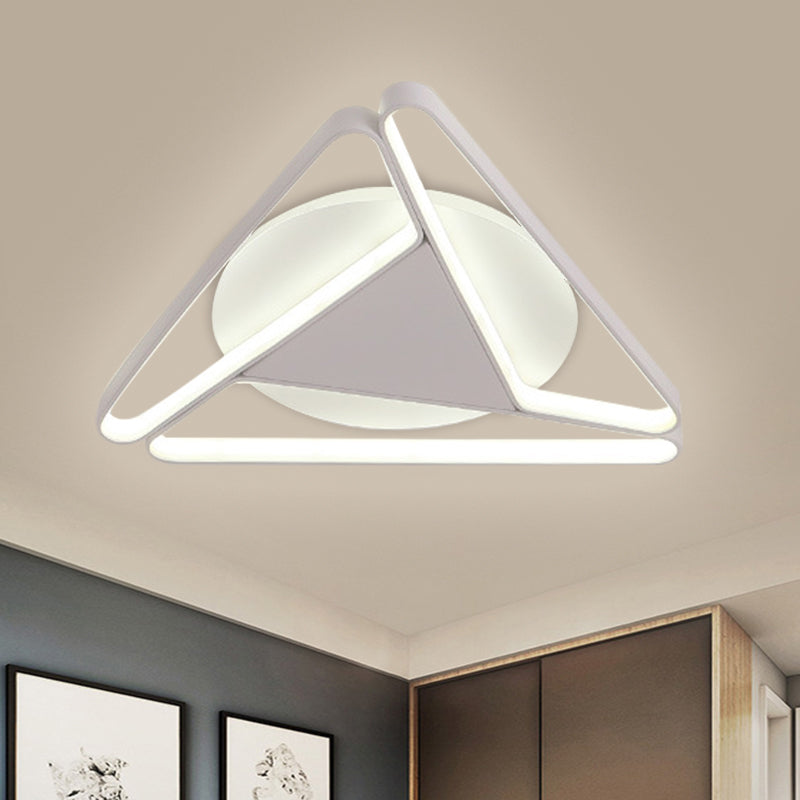 Nordic LED Flush Ceiling Light with Acrylic Shade Black/White c Triangle Flush Mount in Warm/White Light, 19.5"/29" W White Clearhalo 'Ceiling Lights' 'Close To Ceiling Lights' 'Close to ceiling' 'Flush mount' Lighting' 1710171