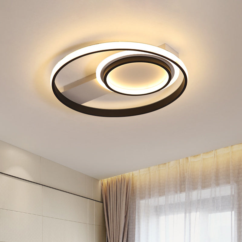 Circular Metallic Flush Mount Light Minimalism LED Black Flushmount Lighting, 16.5"/19.5" Wide Black Clearhalo 'Ceiling Lights' 'Close To Ceiling Lights' 'Close to ceiling' 'Flush mount' Lighting' 1710184