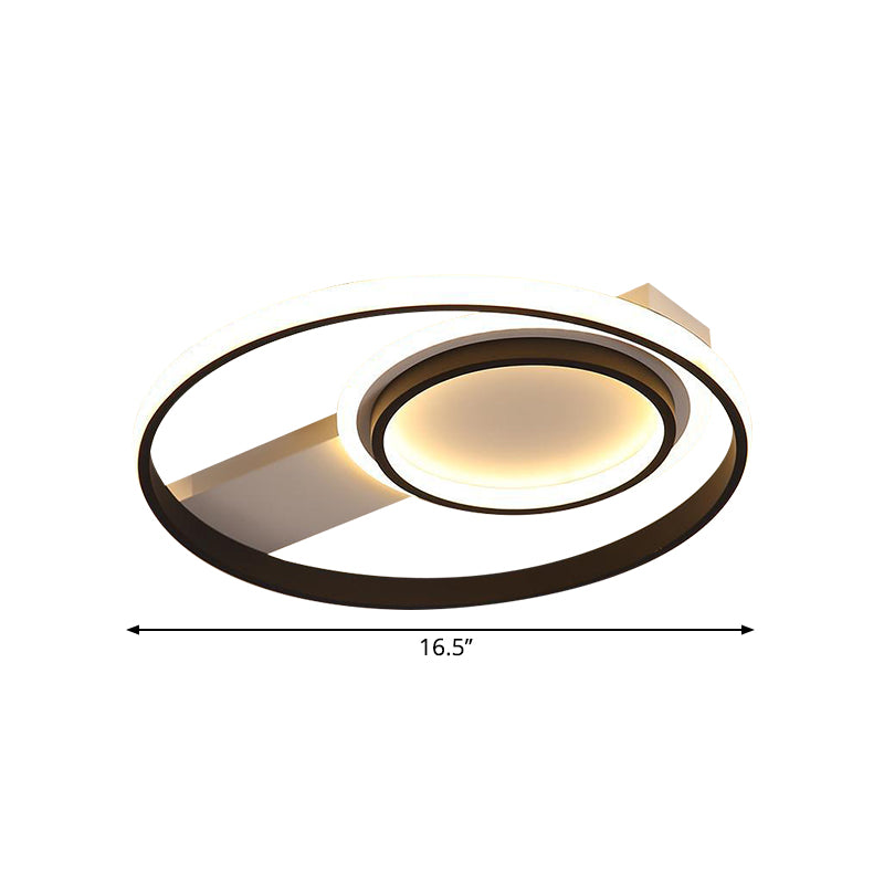 Circular Metallic Flush Mount Light Minimalism LED Black Flushmount Lighting, 16.5"/19.5" Wide Clearhalo 'Ceiling Lights' 'Close To Ceiling Lights' 'Close to ceiling' 'Flush mount' Lighting' 1710187