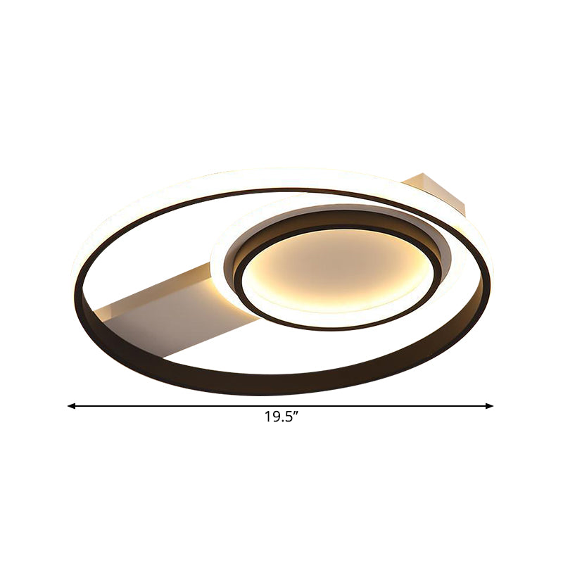 Circular Metallic Flush Mount Light Minimalism LED Black Flushmount Lighting, 16.5"/19.5" Wide Clearhalo 'Ceiling Lights' 'Close To Ceiling Lights' 'Close to ceiling' 'Flush mount' Lighting' 1710188