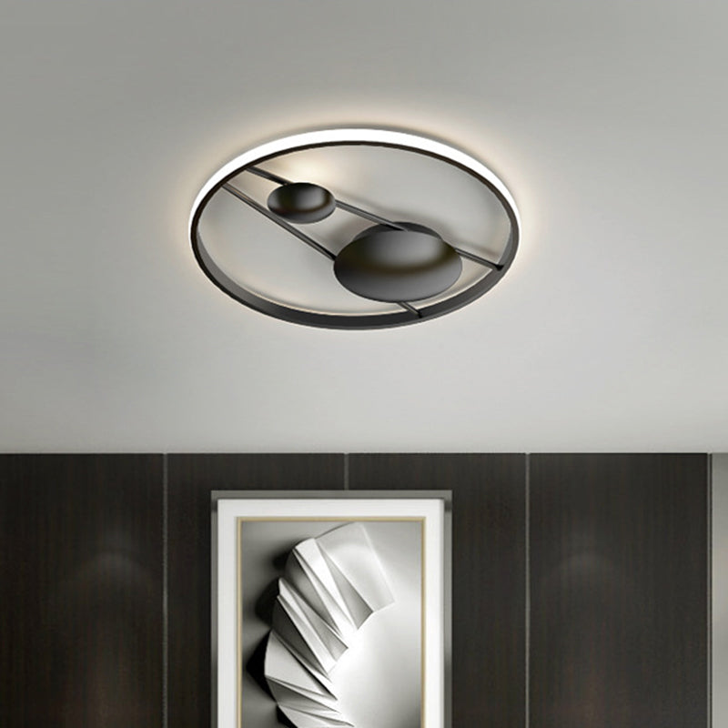 Geometric Bedroom Ceiling Light Fixture Nordic 16"/19.5" W LED Modernist Flush Mount Lamp in Black/White Clearhalo 'Ceiling Lights' 'Close To Ceiling Lights' 'Close to ceiling' 'Flush mount' Lighting' 1710190