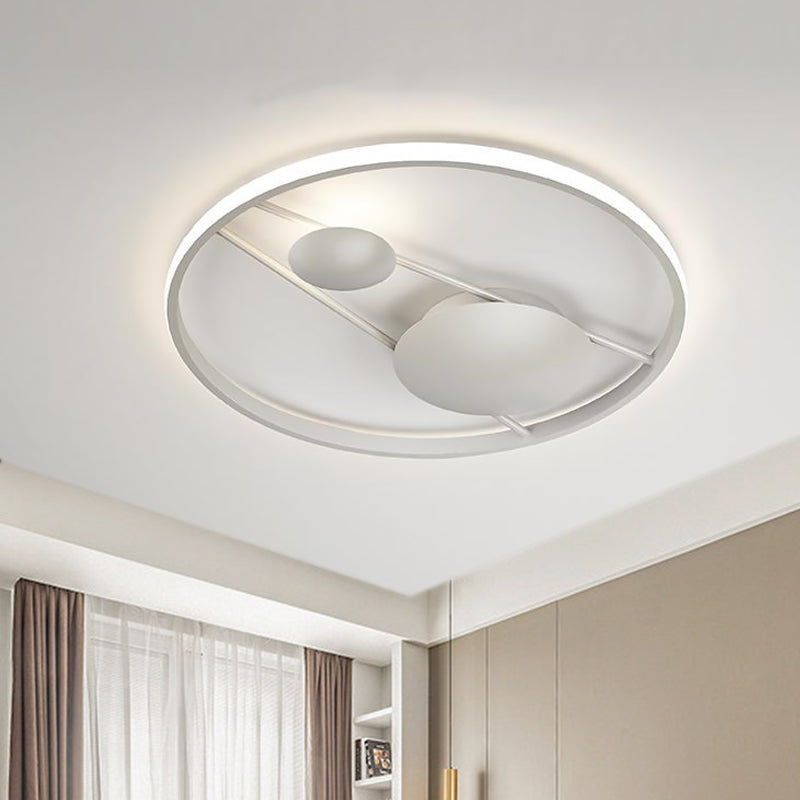 Geometric Bedroom Ceiling Light Fixture Nordic 16"/19.5" W LED Modernist Flush Mount Lamp in Black/White White Clearhalo 'Ceiling Lights' 'Close To Ceiling Lights' 'Close to ceiling' 'Flush mount' Lighting' 1710194