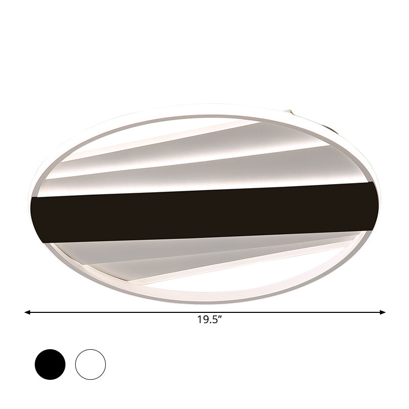 Metallic Geometry Flush Light Fixture Minimalism Black/White LED Flush Mount Lighting in Warm/White Light, 16"/19.5" W Clearhalo 'Ceiling Lights' 'Close To Ceiling Lights' 'Close to ceiling' 'Flush mount' Lighting' 1710207