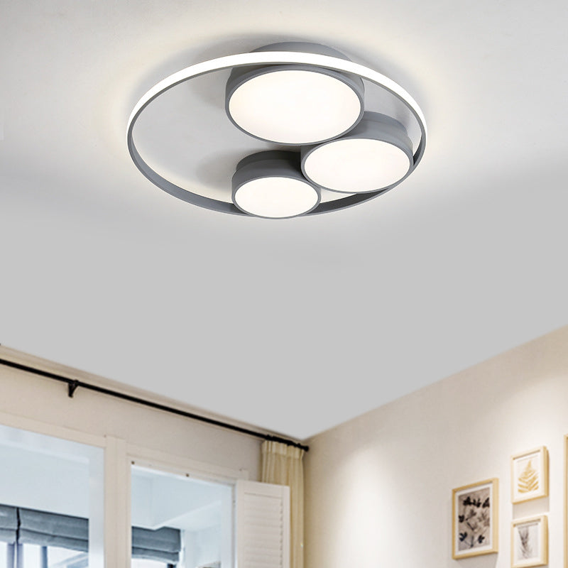 Grey/White Round Flush Mount Lamp Nordic LED Acrylic Flush Ceiling Light for Bedroom, 18"/21.5"/31" Width Clearhalo 'Ceiling Lights' 'Close To Ceiling Lights' 'Close to ceiling' 'Flush mount' Lighting' 1710213