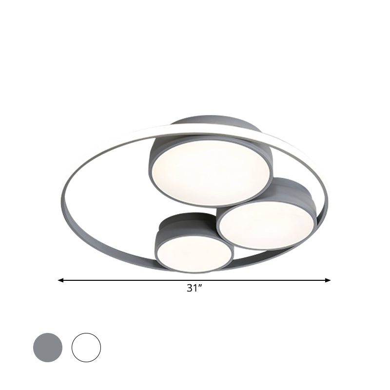 Grey/White Round Flush Mount Lamp Nordic LED Acrylic Flush Ceiling Light for Bedroom, 18"/21.5"/31" Width Clearhalo 'Ceiling Lights' 'Close To Ceiling Lights' 'Close to ceiling' 'Flush mount' Lighting' 1710217