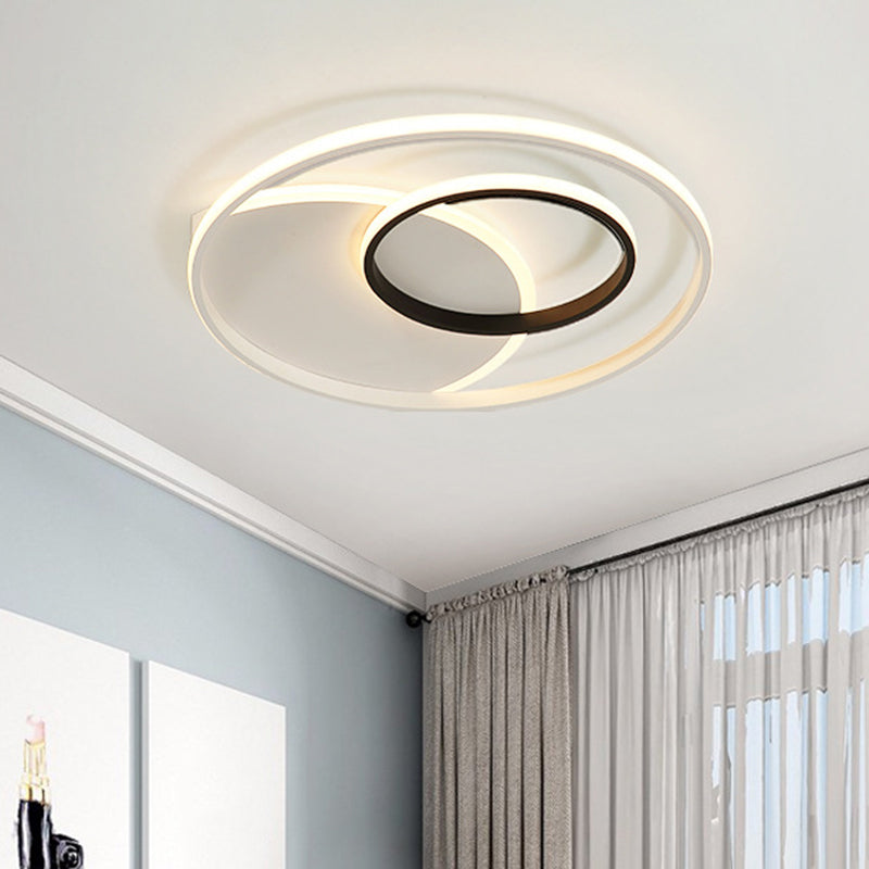 Rounded Ceiling Light Fixture Modernist Metallic 16.5"/20.5" Wide LED White Flushmount Lighting White Clearhalo 'Ceiling Lights' 'Close To Ceiling Lights' 'Close to ceiling' 'Flush mount' Lighting' 1710222