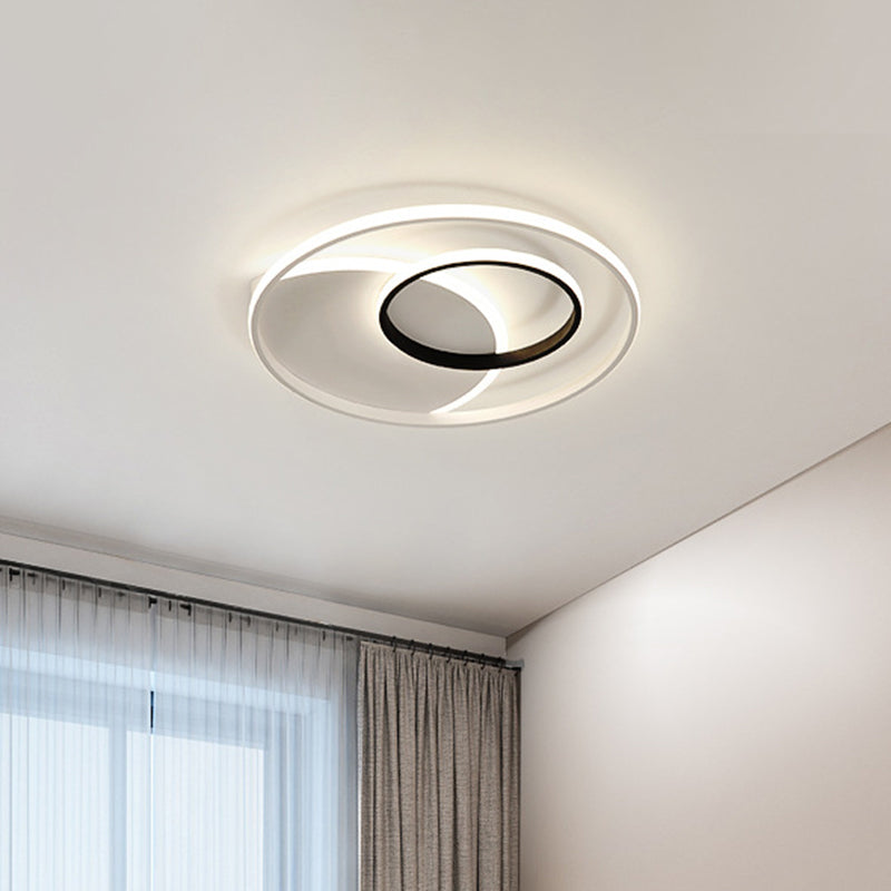 Rounded Ceiling Light Fixture Modernist Metallic 16.5"/20.5" Wide LED White Flushmount Lighting Clearhalo 'Ceiling Lights' 'Close To Ceiling Lights' 'Close to ceiling' 'Flush mount' Lighting' 1710223