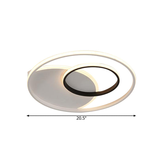 Rounded Ceiling Light Fixture Modernist Metallic 16.5"/20.5" Wide LED White Flushmount Lighting Clearhalo 'Ceiling Lights' 'Close To Ceiling Lights' 'Close to ceiling' 'Flush mount' Lighting' 1710226