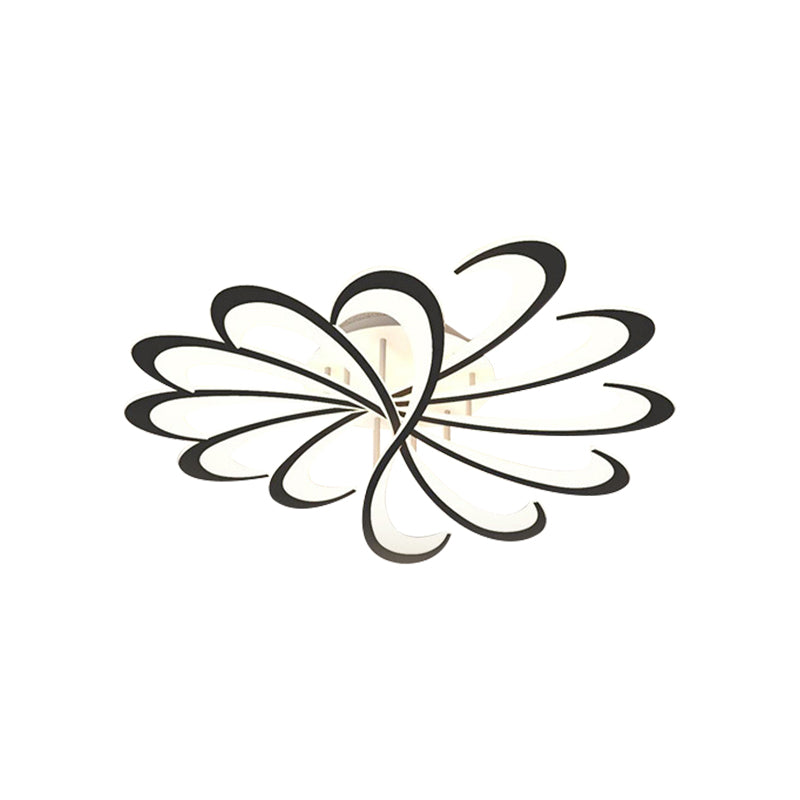 Metallic Floral Flush Mount Light Modern Black/White LED Ceiling Mounted Fixture in Warm/White Light, 31.5"/39" W Clearhalo 'Ceiling Lights' 'Close To Ceiling Lights' 'Close to ceiling' 'Flush mount' Lighting' 1710229