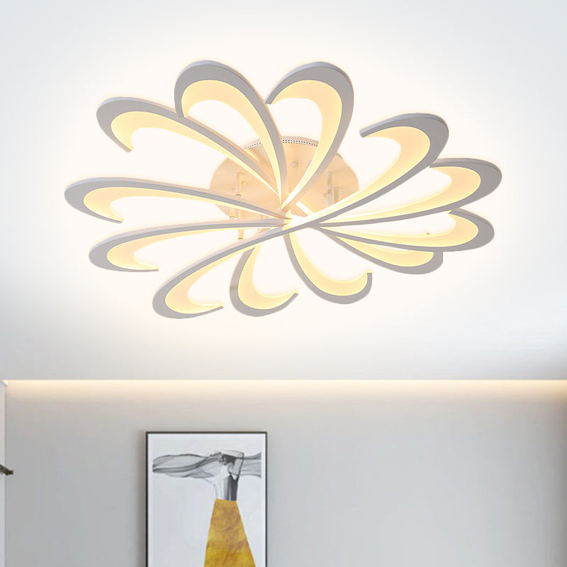 Metallic Floral Flush Mount Light Modern Black/White LED Ceiling Mounted Fixture in Warm/White Light, 31.5"/39" W White 39" Clearhalo 'Ceiling Lights' 'Close To Ceiling Lights' 'Close to ceiling' 'Flush mount' Lighting' 1710231