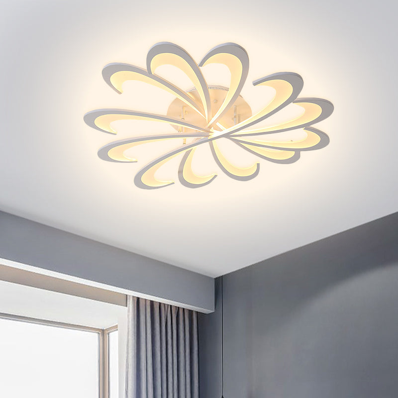 Metallic Floral Flush Mount Light Modern Black/White LED Ceiling Mounted Fixture in Warm/White Light, 31.5"/39" W Clearhalo 'Ceiling Lights' 'Close To Ceiling Lights' 'Close to ceiling' 'Flush mount' Lighting' 1710232