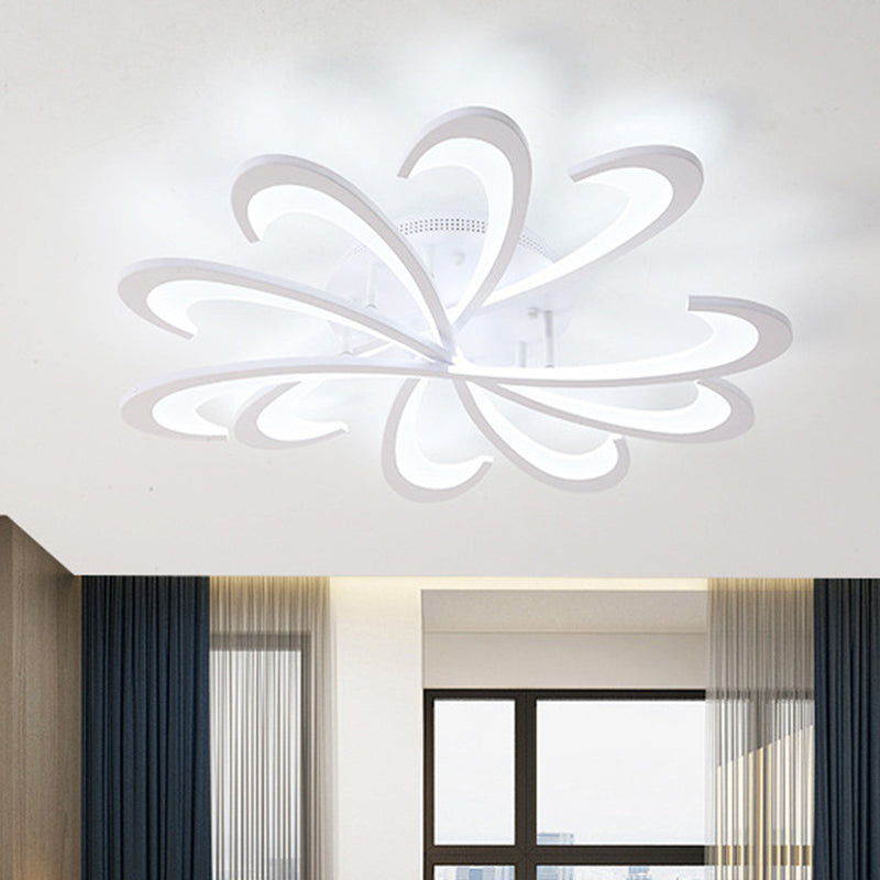 Metallic Floral Flush Mount Light Modern Black/White LED Ceiling Mounted Fixture in Warm/White Light, 31.5"/39" W White 31.5" Clearhalo 'Ceiling Lights' 'Close To Ceiling Lights' 'Close to ceiling' 'Flush mount' Lighting' 1710235